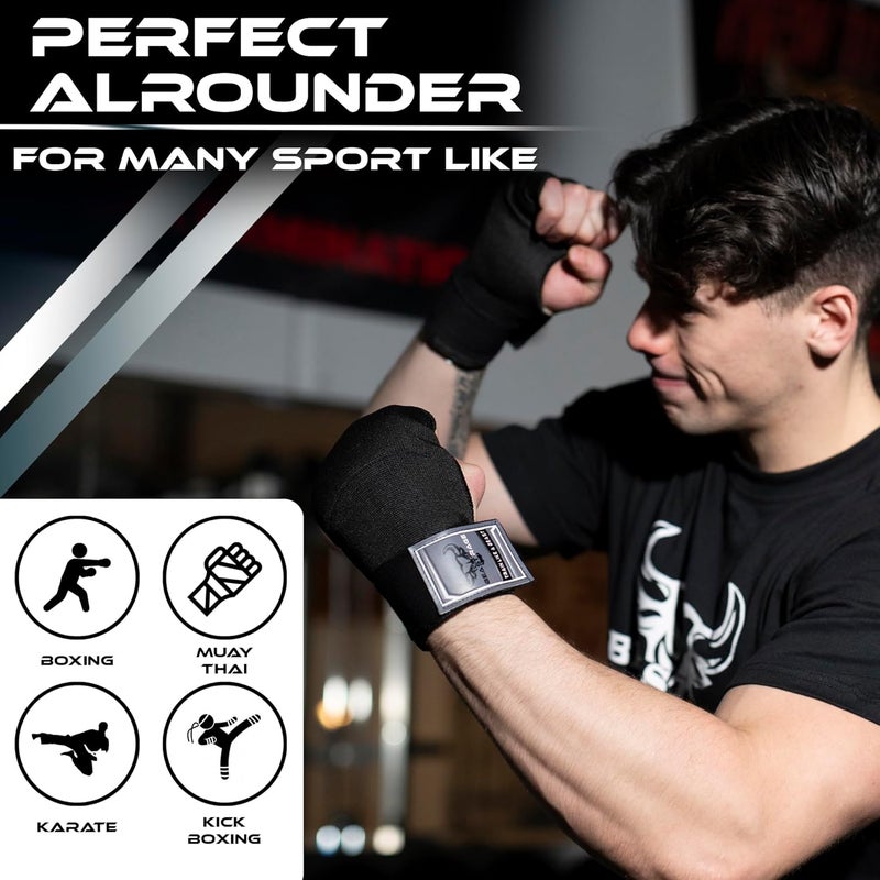BEAST RAGE Inner Gloves with Hand Wraps Quick Wrap Long 36" Wrist Support MMA Muay Thai Bandages Punching Martial Arts Training Men Women Kickboxing Bandages Under Bag Gloves - Image 5